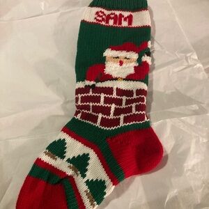 Handmade FULLY LINED Traditional Red and Green Holiday Decor Stocking “SAM” NEW!